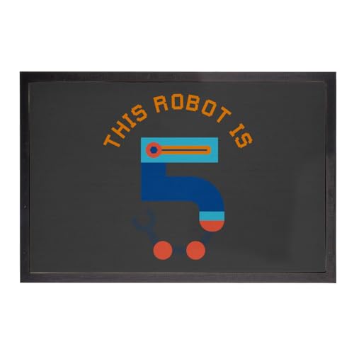 Paillasson noir 60x40cm robot machine tapis d'entrée original - 2