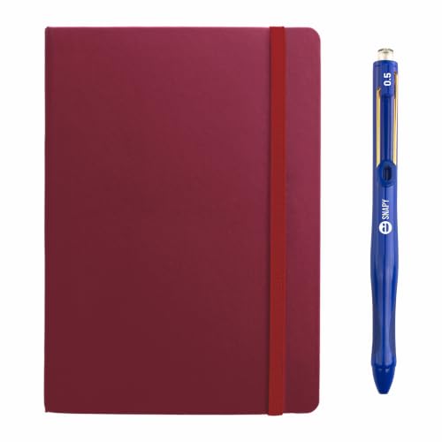 Image of Anupam Fluct A5 Ruled Journal + Snapy 0.5mm Gel Pen Combo | 160 Pages | 80 GSM Acid-Free Paper | Lay-Flat Hardcover | Waterproof Quick-Dry Ink | Writing Kit for Office & Daily Journaling (Maroon)