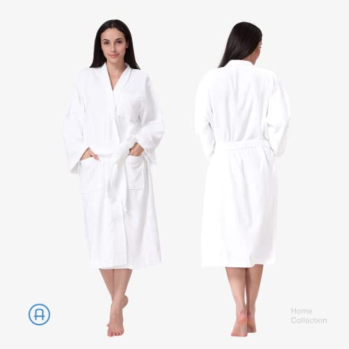 Acanva Women's & Men's Terry Robe Plush Cotton Spa Kimono Bathrobe, Medium, White #TOP1