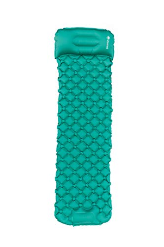 ZZANNI Camping Sleeping Pad Built-in Pump Duel Chambers Dimond Design Easy Foot Pump Inflatable Outdoor Camping Sleeping Mat Ultralight 50D Nylon (Orange)