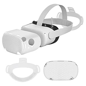 Vakdon TPU Kopfpolster + Silikon Vordere Schutzabdeckung für Q2 Headset, Elite Gurt Ersatz Kopfgurt, Reduziert den Kopfdruck, Staubdicht Schutzhülle