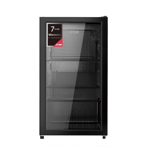 90L Glass Door Refrigerator 2 Cu. Ft. Capacity Black Glass Panel 3 Shelves Interior Light Mechanical Temp Control Fan Cooling Inside Condenser | Model: RO-110SCK