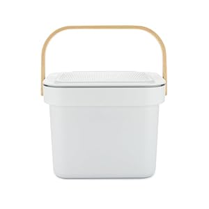 Full Circle Post Modern Stainless Steel 1.5 Gallon Compost Bin – Odor-Free Kitchen Countertop Composter with Charcoal Filter and Non-Scratch Base for Food Waste