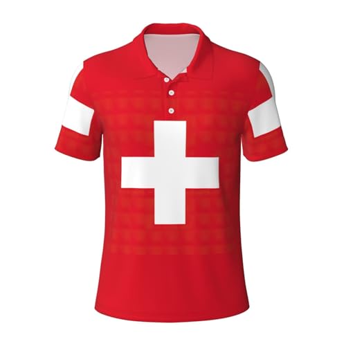 Polo de golf anti-transpiration homme manches courtes imprimé suisse