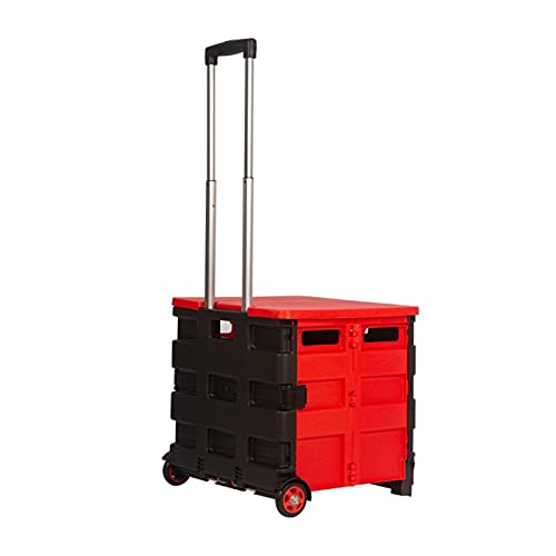 Einkaufswagen mit 4 Rädern, faltbarer Einkaufswagen mit Teleskopgriff für Einkaufsgepäck, Büro, Einkaufstrolley (Farbe…