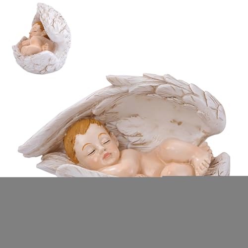 Figuras De Belén, Escultura Decorativa para Escritorio, Figura De Resina Bebé Durmiente con Alas De Ángel Decoración para Centro De Mesa O Vitrina