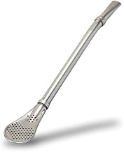 Ranade Mart 2 in 1 Drinking Straws with Filter Spoon, Stainless Steel Reusable, Leaf Tea Coffee Stirrer Stick, Cocktail Strainer Pipe Stirring Spoon Straws, Filter Spoon (1)