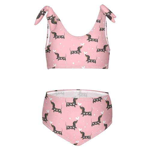 Girls Tankini Swimsuit Bathing Suit Two Piece Bikini Summer Beach Swimwear with Adjustable Strap 3-12 Years