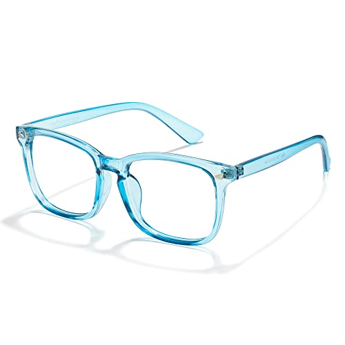 Image of Cyxus Computer Blue Light Blocking Glasses Square Classic Retro Clear Lens Eyeglasses Frame for Women and Men (Crystal Blue)