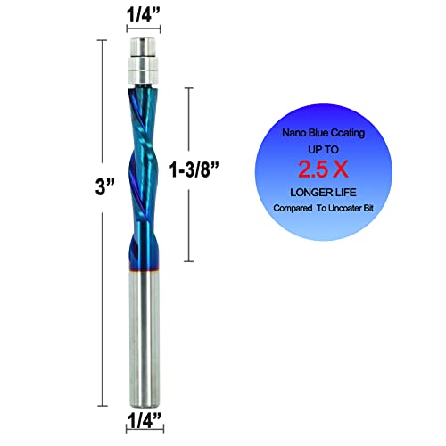 Flush Trim Router Bits 1/4 Inch Shank Dowm Cut Solide Carbide Flush Trim Bits With Nano Blue Coating By Jiiolioa … #TOP1