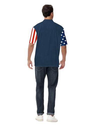 Polo Patriótico para Hombre AOBUTE 4 de Julio Camisa de Golf con Bandera Americana miniatura 7