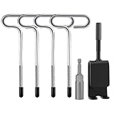 Mabellumia Universal Ice Anchor Tool- with Ice Anchor Drill Adapter Kit 4 Pcs Threaded Peg Ice Fishing Shelter Stake Nail 1pcs Impact Socket for Setting Up Ice Fishing Shelter Tent