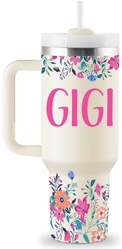 ROSTANTEN Mimi Gifts for Grandma Birthday Gifts for Mimi Grandma Gift Ideas from Grandkids for Mothers Day Christmas 40oz Travel Cup Insulated Tumbler with Lid & Straw
