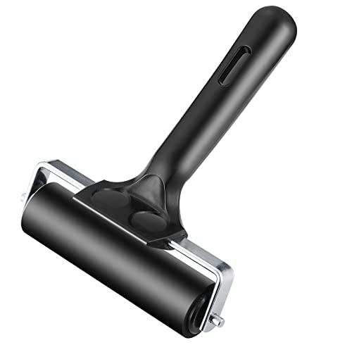 10cm Brayer Roller Rubber Brayer Roller with 11cm (4.3in) Handle Paint and Ink Roller Tool for Stamping and Scrapbooks Screen Print Making