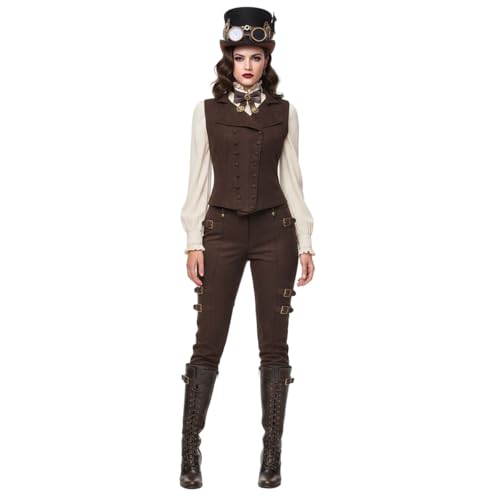 Gilet victorien sans manches avec col à revers et double boutonnage