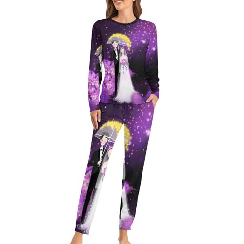 Ensemble pyjama femme sleepwear t-shirt manches longues pantalon de nuit