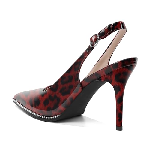 Image of SAMMITOP Women Slingback Heels Stilettos Closed Pointed Toe High Heel Silver Beaded Pumps Comfortable 3.5 Inch High Heels for Women Dressy Shoes
