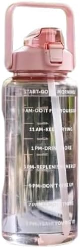Transparent Water Bottle with Time Marker, Drinking Bottle with Straw Handle Best Usage for Office School College GymTravel Bottle Fitness Sports Bottle