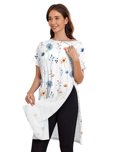 Image of Deyeek Women's Post Shoulder Surgery Hospital Gowns Tear Away Short Sleeve Full Open Side Snap Adaptive Clothing Nightgowns