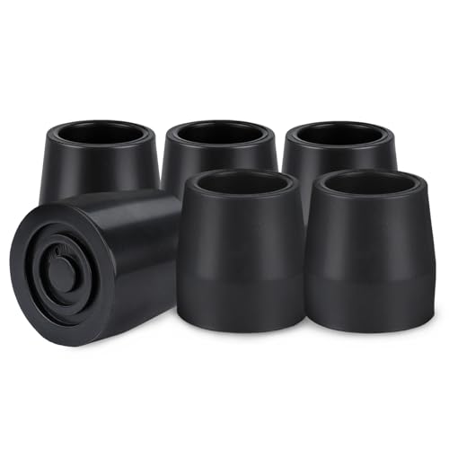 aiGear Anti Skid Rubber Tips Bore Diameter 1.1 inches (28 mm) 6 Pack for Tactical Walking Stick Bottom Non-Slip Black