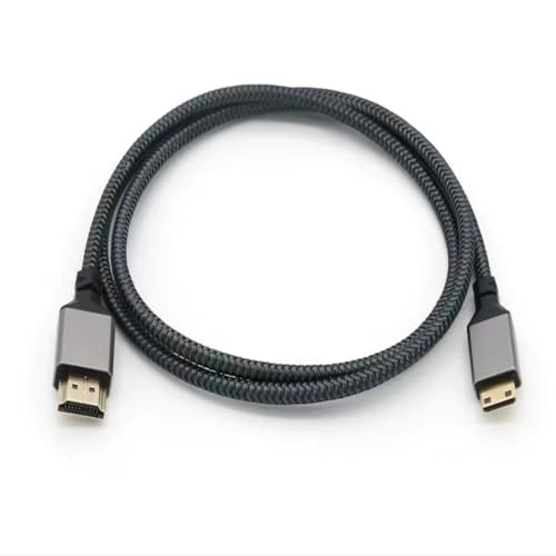 CAMKOO Mini HDMI to HDMI Cable 3.3FT, [Aluminum Housing, Braided] High Speed 4K 60Hz HDMI 2.0 Cable, Compatible with Cameras, Camcorders, Tablets and Graphics/Video Cards, Laptops, Light Gray?1-Pack