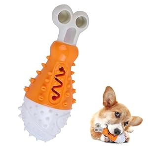 DDOXX Indestructible Dog Toy for Aggressive Chewers, Interactive Rubber Puppy Tooth Toy, Dog Chew Toy & Durable Puzzle Toy for Various Dog Breeds, Orange