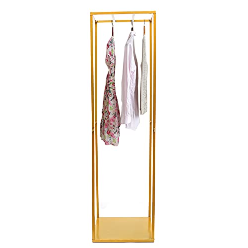 CNCEST Modern Gold Metal Clothes Hanger Storage Shelves, Heavy Duty Garment Retail Racks, Floor-Standing Display Rack (1pc(50cm,50cm,182cm))