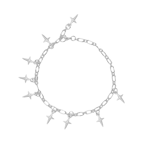 Pulsera minimalista con charm de estrella plateada ajustable