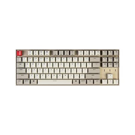 Keychron Teclado mecânico para jogos Bluetooth sem fio K8 Tenkeyless Layout Hot-Swappable para Mac Windows, teclado de computador com fio USB multitarefa com 87 teclas USB com interruptor vermelho mecânico Keychron