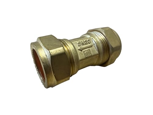 Image of 22mm Brass Single Check Valve WRAS Approved Compression Fitting Non Return Valve one Way Isolation Valve DZR - Hanicks