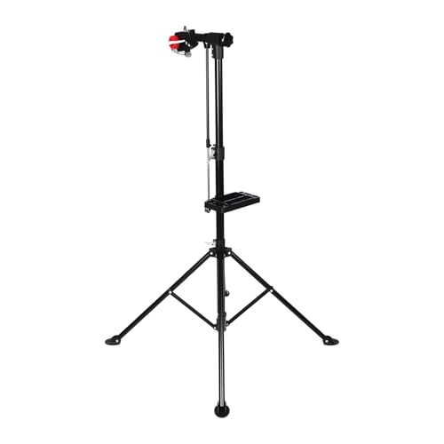 HHEMSTD Soporte de reparación de bicicletas de cuatro patas con bandeja magnética para herramientas, altura regulable, plegable, giratorio 360°, hasta 30 kg, carga de acero de alto carbono