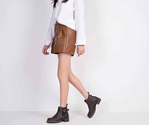 Jeossy Women's 9006 Ankle Boots Coffee/Dark Brown Short Chelsea Booties For Women Low Heel With Zip Size 9(Djy9006 Coffee 09) #TOP5