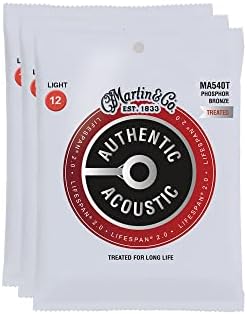 Martin MA540T Authentic Acoustic Lifespan 2.0 92/8 Phosphor Bronze Light 12-54 (3-Pack Bundle)