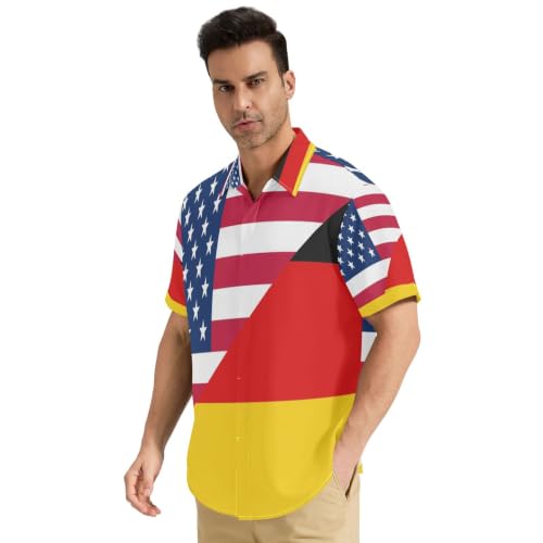 Chemise hawaïenne légère homme manches courtes drapeau Allemagne USA taille S