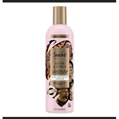 Suave Professionals for Natural Hair Shea Butter and Coconut Oil for Wavy to Curly Hair Paraben-free and Dye-free Hair Cream, 12 oz