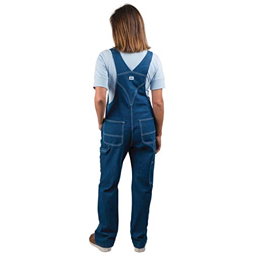 Liberty® Womens Washed Denim Bib Overalls, Stonewashed Indigo Blue, Small #TOP2
