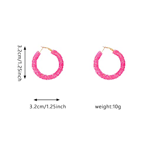 Glitter Hoop Earrings Bohemian Sparkle Resin Rhinestone Wrapped Hoop Dangle Earrings for Women4