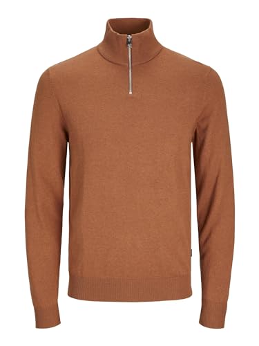 JACK & JONES Herren Dünner Strickpullover | Stehkragen Sweater mit Reißverschluss | Langarm Basic JJEEMIL, Farben:Navy, Größe Pullover:XL