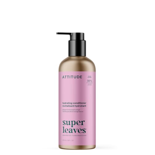 ATTITUDE Hydrating Conditioner Peppermint & Sweet Orange with Essential Oils Vegan & Plant-Based Aluminum Bottle For Dry and Damaged Hair 16 Fl Oz