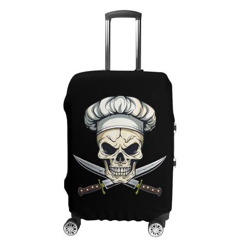Chef Skull Knife Luggage Cover Suitcase Cover Protector Anti-scratch Travel Suitcase Wrap for Unisex M