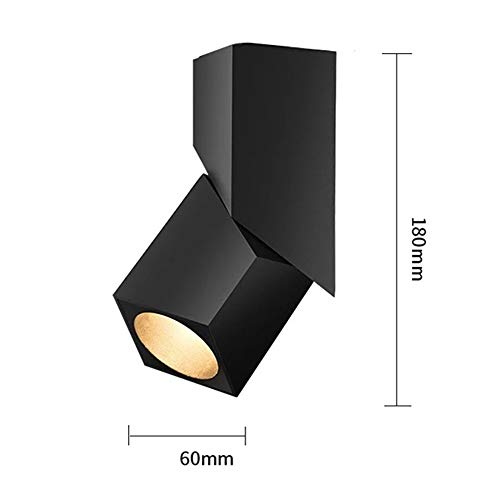 Image of LED Indoor Ceiling Spotlight 360Adjustable Wall Light - Art DIY Spotlights -12W Warm White Light 3000K Ceiling Downlight -Surface Mounted COB Lighting Swivel lamp (Black-3000K)