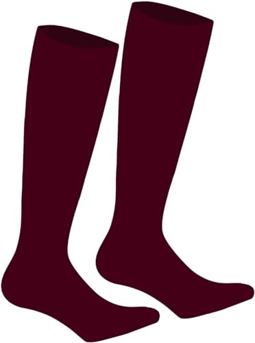 ArkXani Men’s Knee-High Football Socks Athletic Sports Socks for Running Walking Rugby Hockey & Soccer Breathable Outdoor Performance Socks for Mens (UK Size 6-11 Maroon)