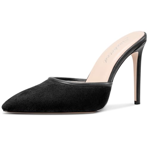 Saekcted Womens Heeled Mules Stiletto High Heel Sandals Pointed Toe Pumps Slip-on Slingback Casual Dress 3.9 Inches Heels2