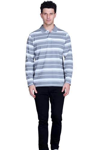 Image of SANE ORIGINALS Full Sleeves Polo T-Shirt for Men with Pocket || Stripe Collar and Pocket T-Shirt for Men Long Sleeves