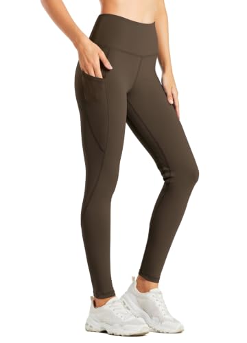 Willit Women's Fleece Lined Leggings Water Resistant Winter Pants 4 Pockets Brown XXL