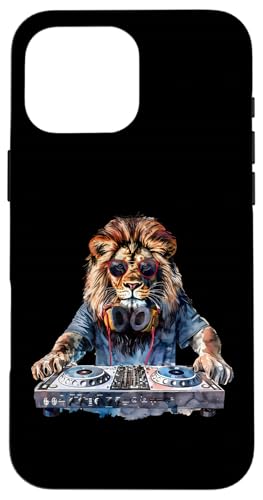 DJ Lion DJ Dance Party Music Tocadiscos Disco Jockey Animal Carcasa para iPhone 16 Pro MAX