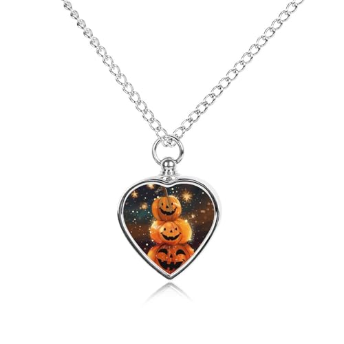 Pumpkin Urn Necklace for Ashes Cremation Jewelry Heart Memorial Pendant for Men Women