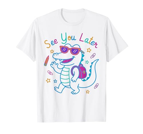 Nos vemos más tarde Maestro Summer Alligator Último Día De Escuela Camiseta