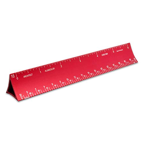 Image of Alumicolor 6-inch Aluminum Architect Hollow Scale for School, Office, Art and Drafting, 6IN, Red