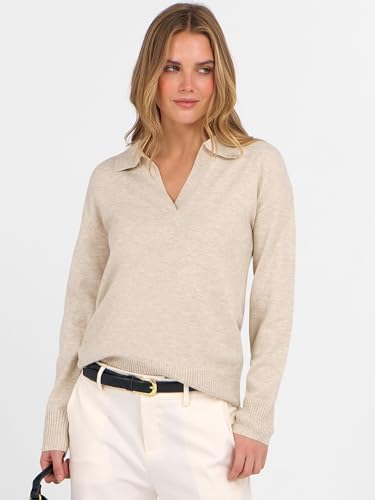 ANRABESS Womens Polo V Neck Long Sleeve Sweaters Lightweight Dressy Casual Business Basic Knit Pullover Top 2025 Fall Outfits4